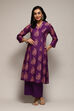 Voilet Polyester A-Line Printed Kurta Palazzo Suit Set