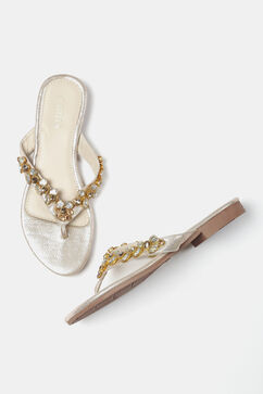 Gold Toned Open Toed Flats image number 0