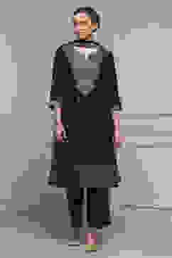 Purple Viscose Blend Straight Printed Suit Set image number 6