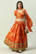 Orange Cotton Lehenga Set image number 0