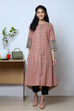 Pink Cotton Flax Printed Kurta image number 0