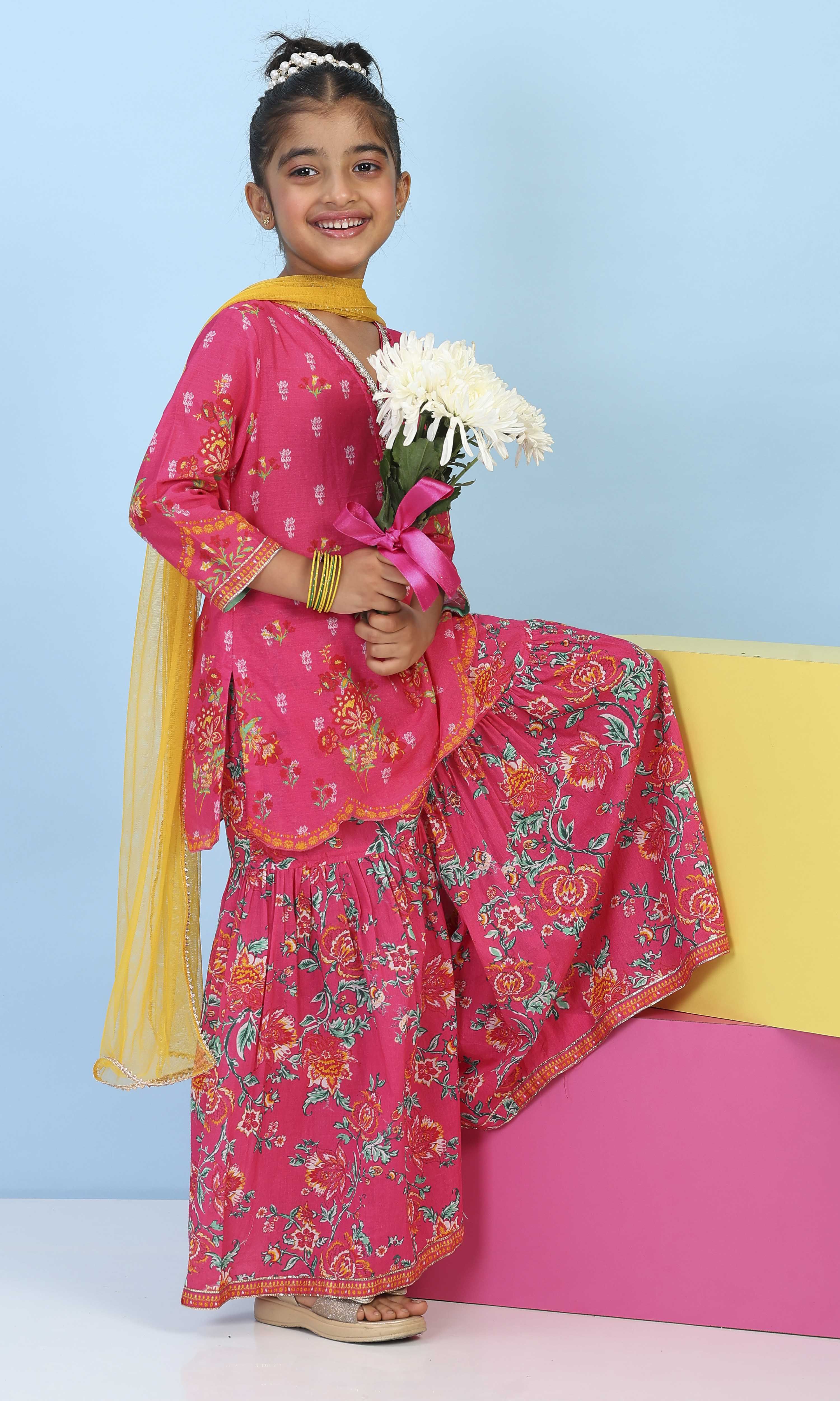 Pink Cotton Printed Straight Suit Set image number 0