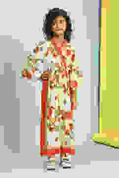 Cream-Colored and Rust Floral Straight Jumpsuit image number 5