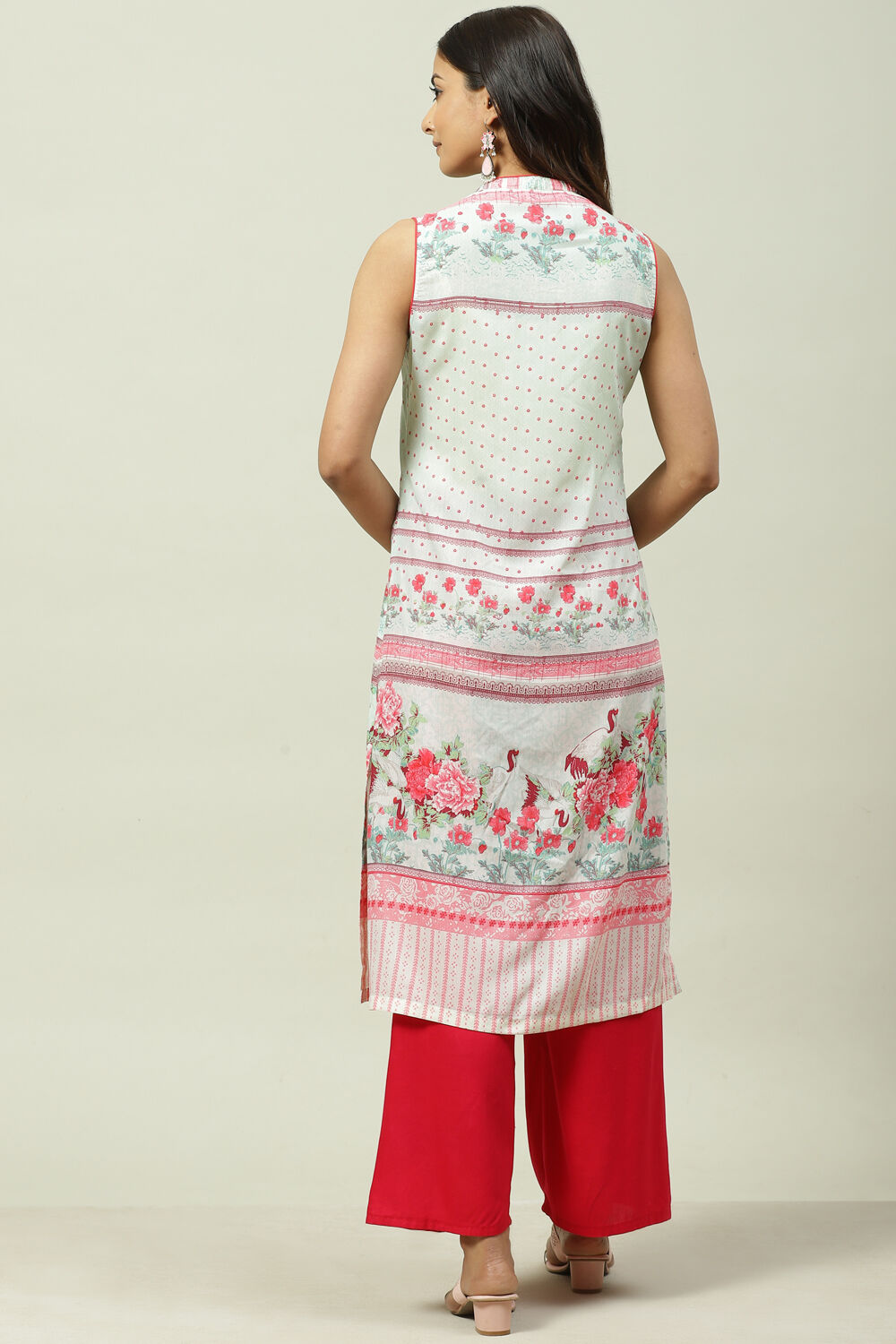 Green Art Silk Straight Printed Kurta image number 4