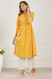Yellow Cotton A Line Kurta image number 2