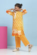 Orange Cotton Printed Straight Suit Set image number 3