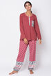Brick Red Poly Cotton Printed Loungewear Set image number 5