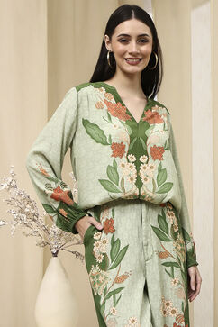 Green Floral Printed Co-ord Set image number 7