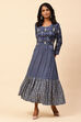 Indigo LIVA Flared Fusion Dress image number 2