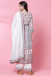 White Cotton Flared Kurta Palazzo Suit Set image number 4