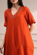 Burnt Orange Dyed Asymmetric Kurta Set image number 1