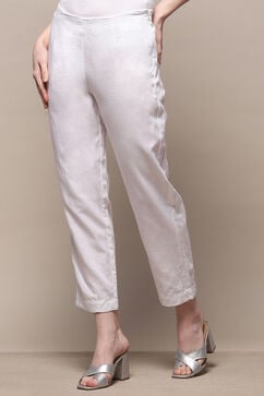 White Cotton Slim Pant image number 2