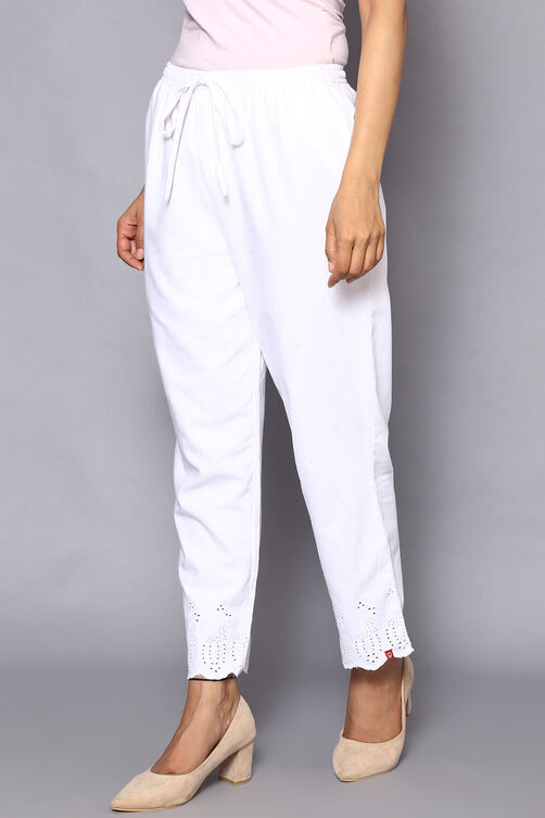 White Cotton Ankle Length Pants image number 2