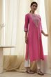 Pink Pure Cotton Printed Straight Kurta image number 0