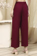 Berry Maroon Solid Straight Palazzos image number 5
