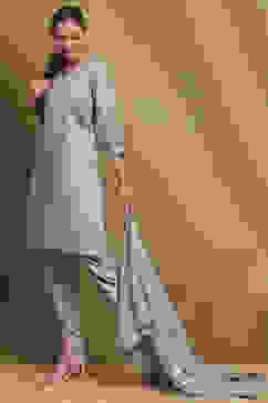 Powder Blue Cotton Short Straight Suit Set image number 0