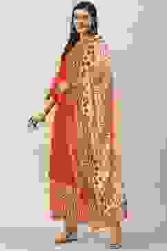 Red Cotton Solid Straight Suit Set image number 5