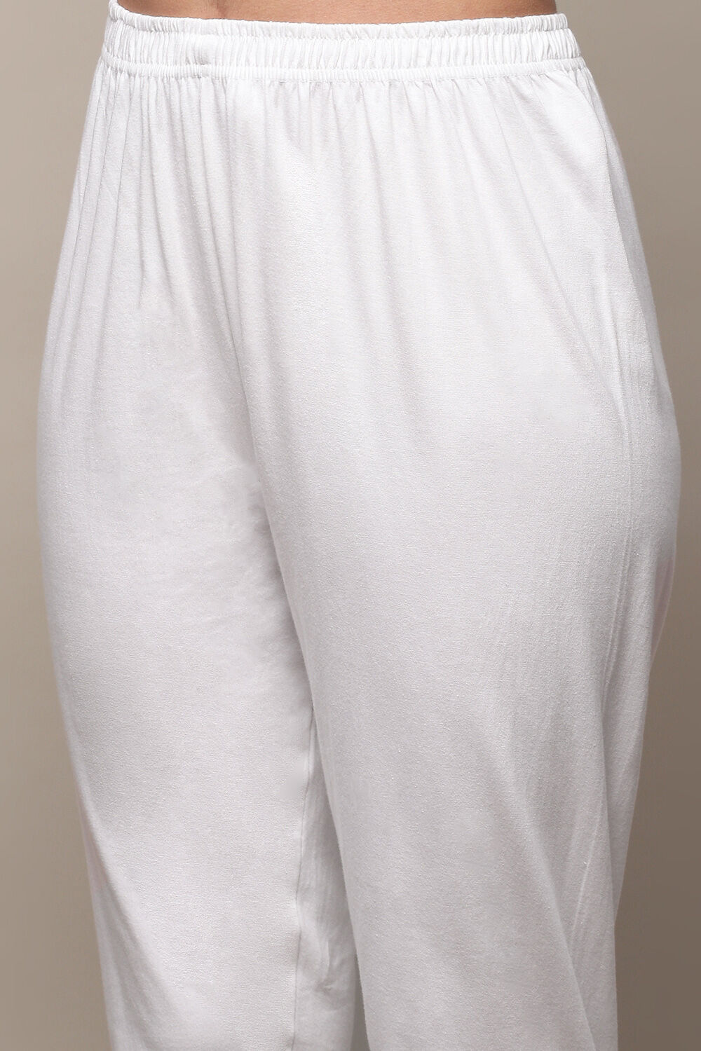 White Cotton Asymmetric Anarkali & Churidar Suit Set image number 2