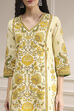 Cream-Colored Cotton Printed Straight Suit Set image number 1