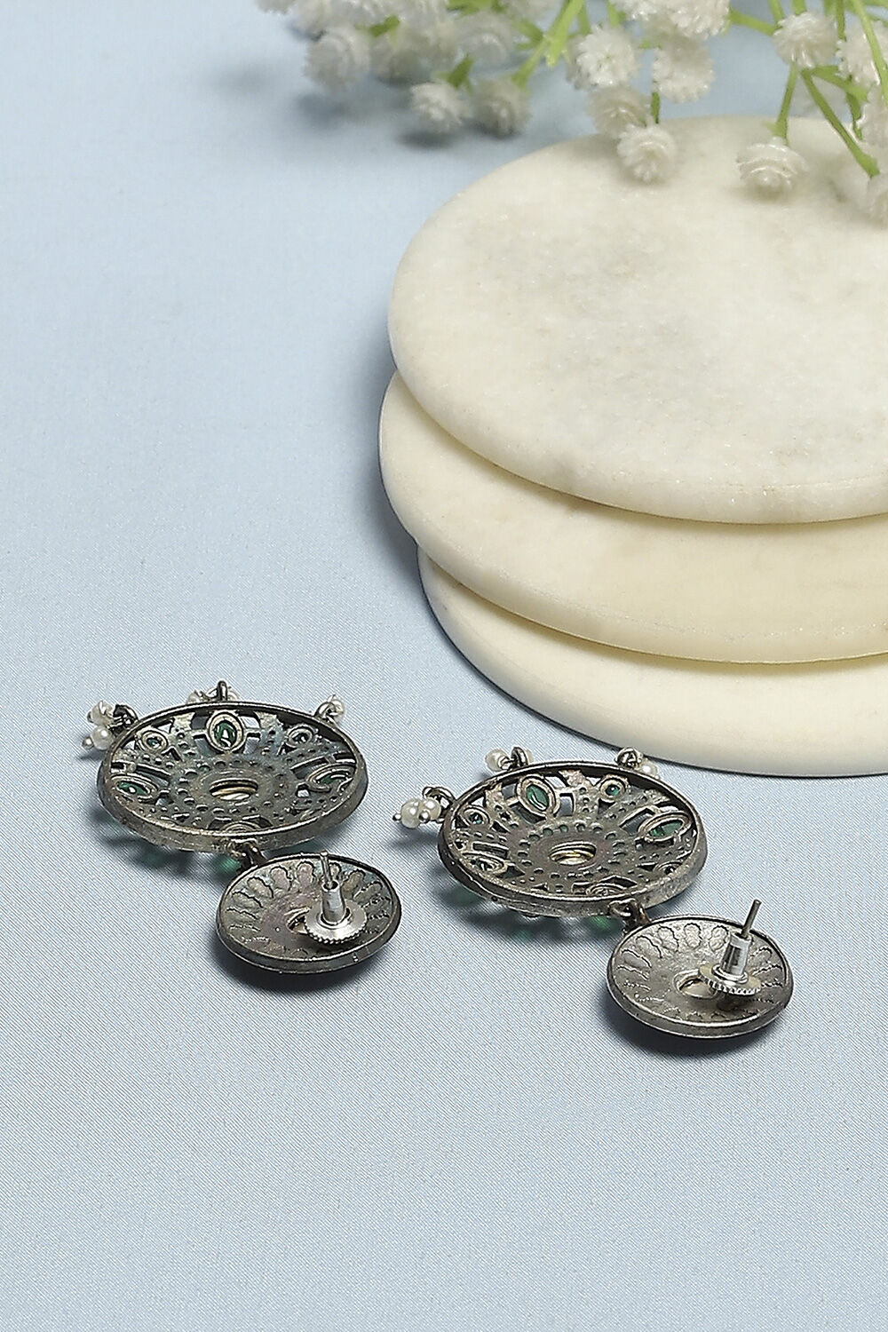 Green Brass Danglers image number 2