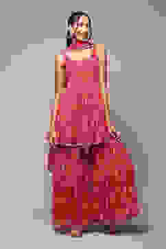 Deep Fuchsia Polyester Straight Kurta Garara Suit Set image number 7