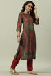 Burnt Orange Rayon Straight Printed Kurta image number 2