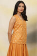 Mustard Cotton Flared Printed Short Kurti image number 3