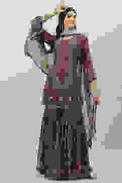 Purple Art Silk Sharara Kurta Garara Suit Set image number 7