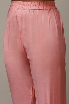 Pink Muslin Lace Unstitched Suit Set image number 3