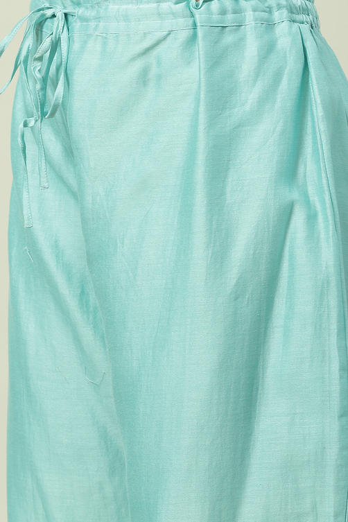 Turquoise Straight Kurta Palazzo Suit Set image number 2
