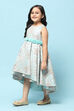 Aqua Green Poly Jacquard Flared Yarndyed Dress image number 2