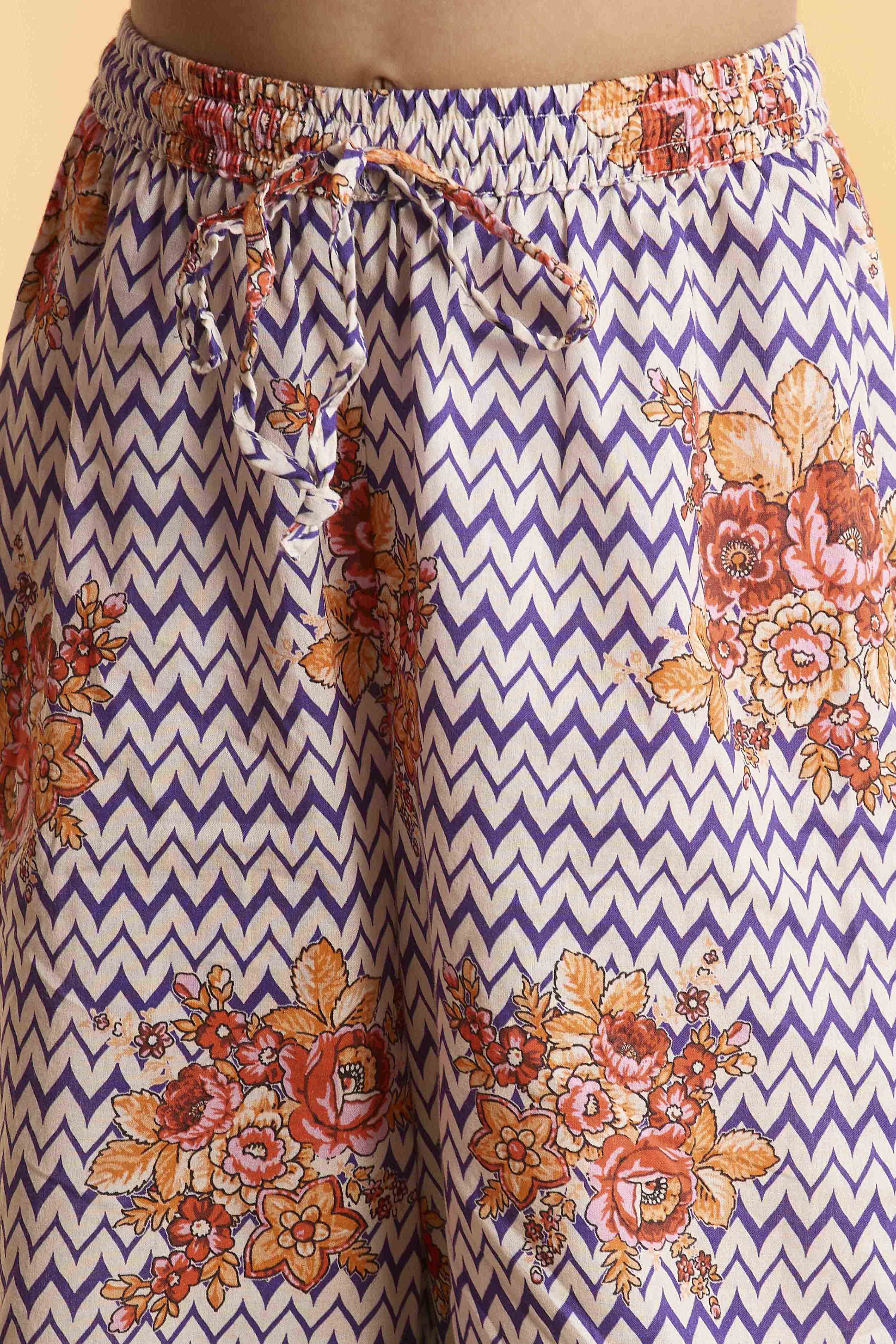Purple Cotton Peplum Kurta Set image number 2