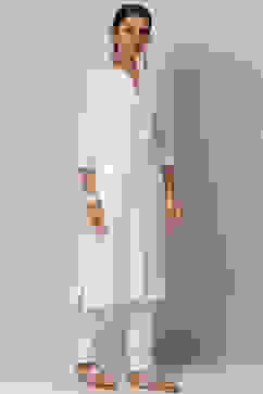 White Solid Nylon Viscose Classic Straight Kurta image number 3