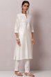 White Straight Nylon Viscose Kurta image number 3