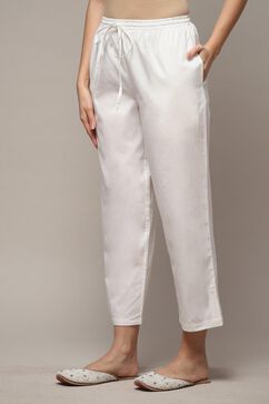 Off White Cotton Straight Pant image number 2