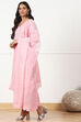 Pink Lace Design Unstitched Suit Set image number 6