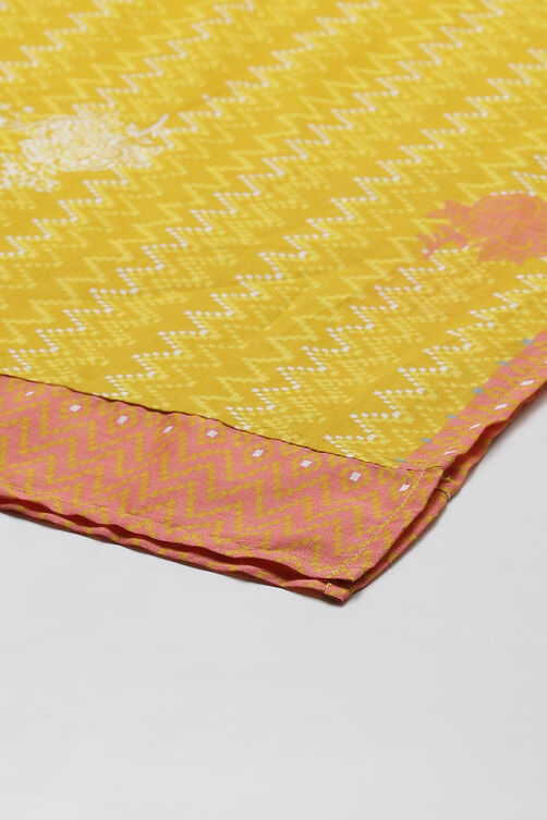 Yellow Cotton Silk Double Layered Kurta Flared Palazzo Suit Set image number 3