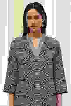 Black Cotton Printed Straight Kurta image number 1