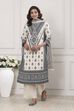 Off White Cotton Straight Suit Set image number 6