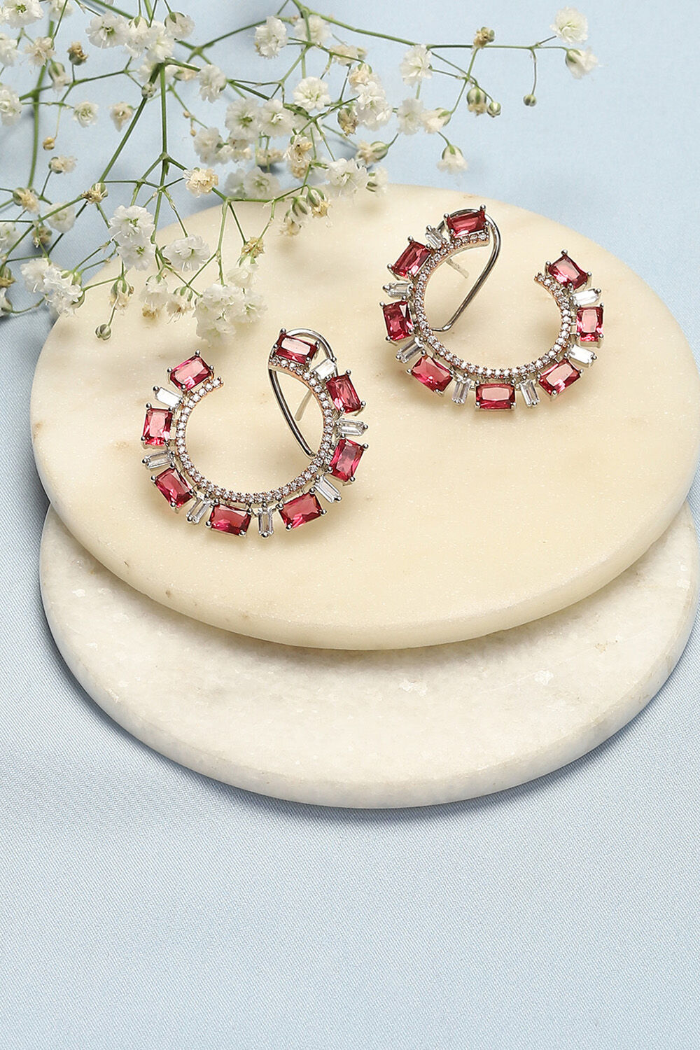 Dark Pink Brass Earrings image number 0