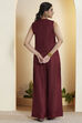 Maroon Embroidered Sleeveless Fusion Set image number 6
