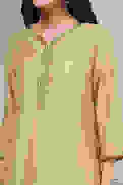 Beige Solid Straight Kurta image number 1