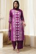 Berry Purple Cotton Straight Suit Set image number 6