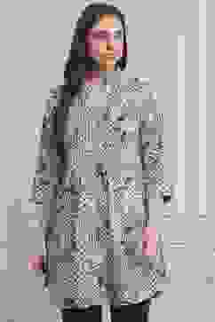 Blue Cotton Printed Straight Short Kurta image number 5