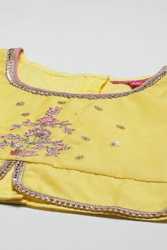 Yellow & Pink Cotton Blend Short Top Lehenga Set image number 1