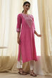 Pink Pure Cotton Printed Straight Kurta image number 0