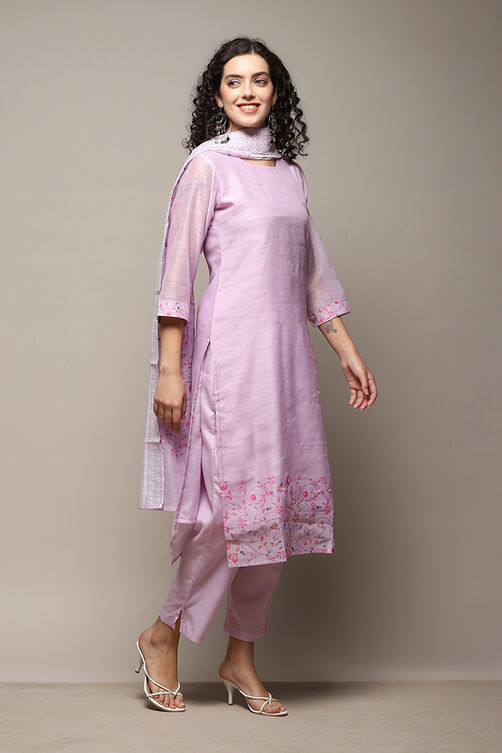 Lilac Modal Unstitched Suit Set image number 7