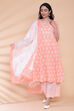 Peach Cotton Kalidar Kurta Palazzo Suit Set image number 4