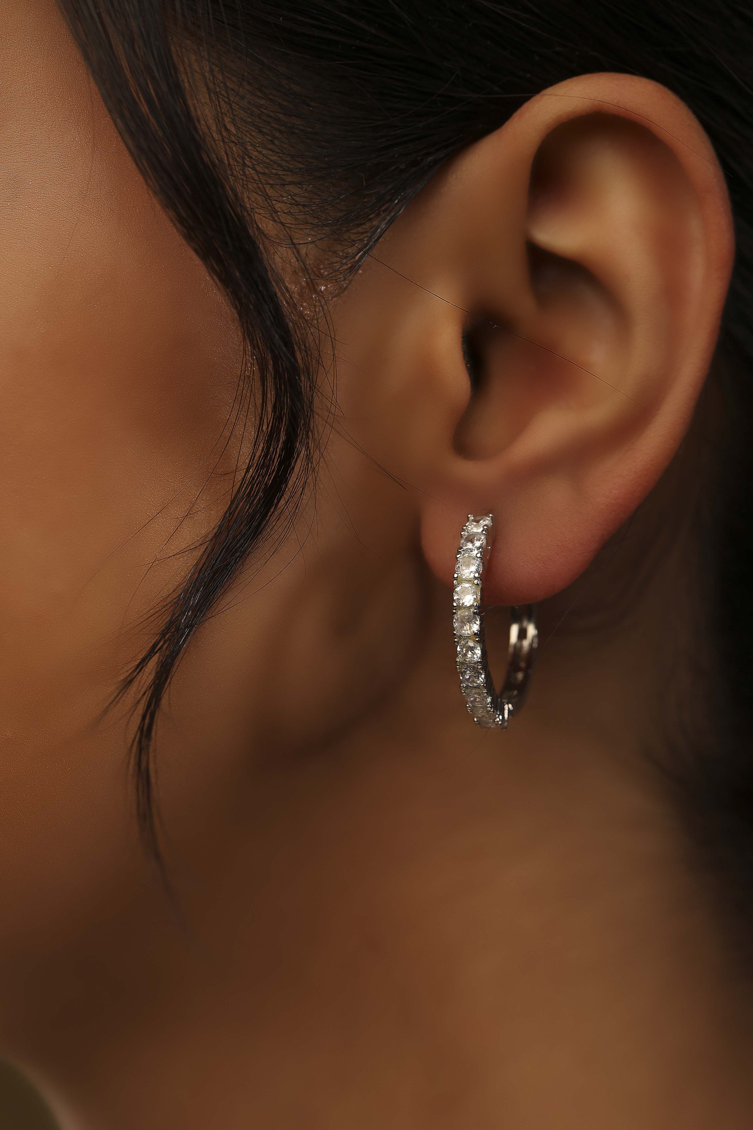 White Stone Earrings image number 1