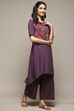 Navy Rayon Asymmetric Kurta Palazzo Suit Set image number 5